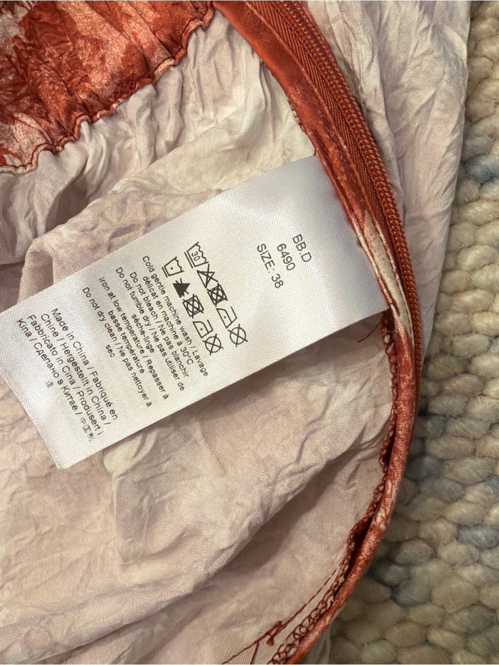 Ganni Rust and Cream Floral A-Line Slip Skirt - Picture 5 of 6
